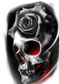 Scull with rose tattoo design